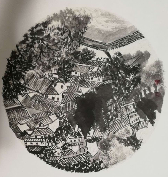 樊玉霞作品10  宁波天童寺《塔下》38X38cm 2019年